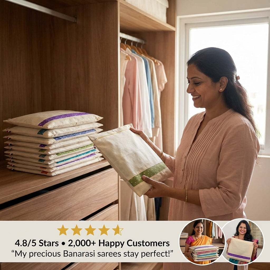 Livio Cotton Saree Protector Bags (Pack of 10)